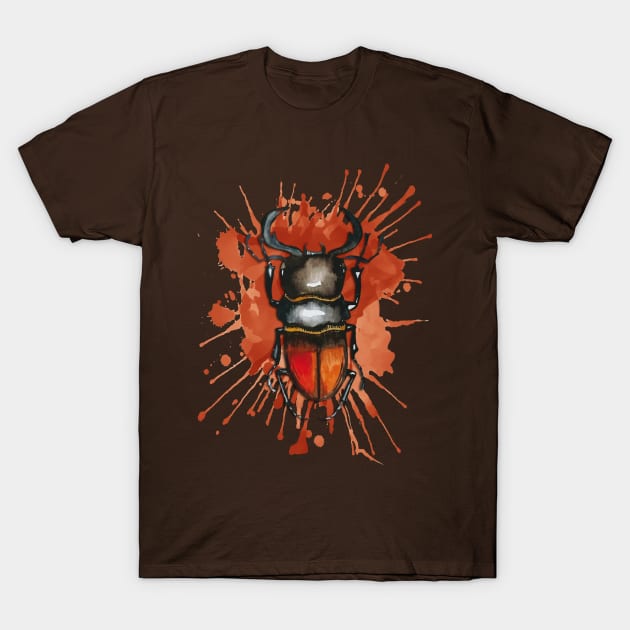 Beautiful Watercolor crawling BUG Red Brown T-Shirt by EDDArt